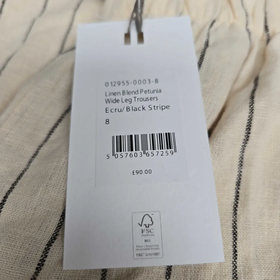 HUSH LINEN BLEND PETUNIA WIDE LEG TROUSERS - SIZE 8