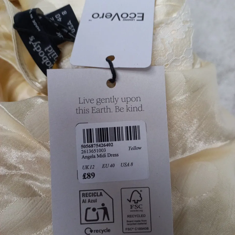 NOBODYS CHILD ANGELA MIDI DRESS – YELLOW, UK 12