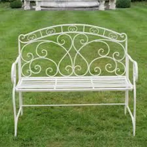 BRAND NEW BOXED HOMESDIRECT365 WHITE ANTIQUE STYLE DOUBLE SEATER GARDEN BENCH 