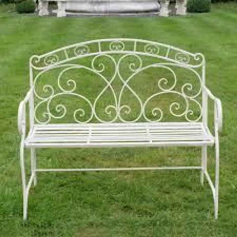 BRAND NEW BOXED HOMESDIRECT365 WHITE ANTIQUE STYLE DOUBLE SEATER GARDEN BENCH 