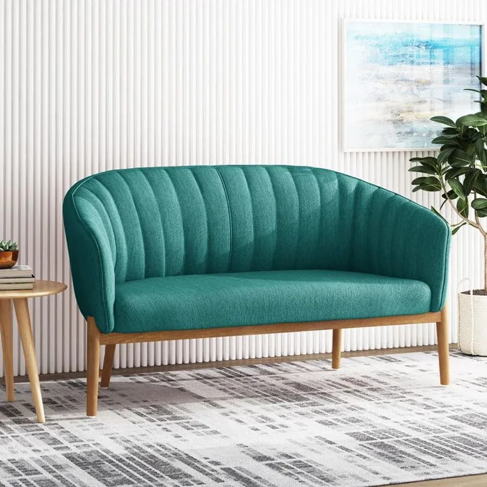 DESIGNER KARBY TWO SEATER SOFA TEAL FABRIC