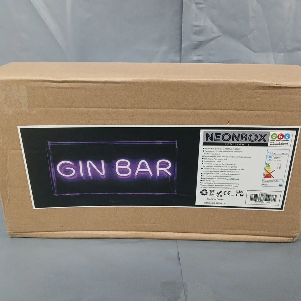 BOXED NEONBOX GIN BAR SIGN