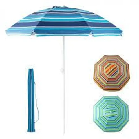 BOXED COSTWAY 6.5ft PATIO SUNSHADE BEACH UMBRELLA WITH TABLE SANDBAG PORTABLE TILT OUTDOOR - NAVY