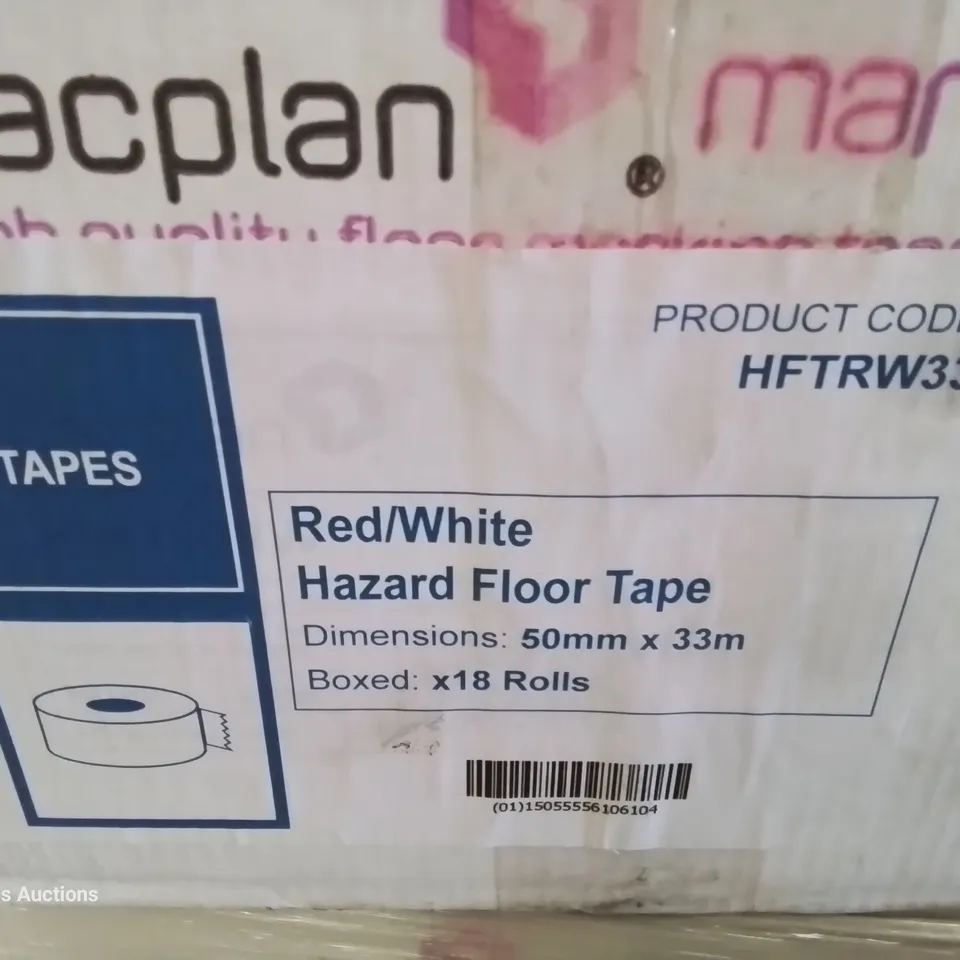 PALLET OF 28 CASES EACH CONTAINING 18 ROLLS OF HAZARD FLOOR TAPE each 50mm × 33m