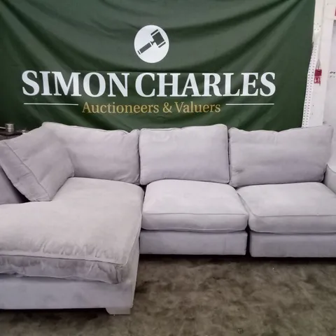 QUALITY THE LOUNGE CO DESIGNER 4 SEATER SOFA WITH CHAISE - GREY FABRIC