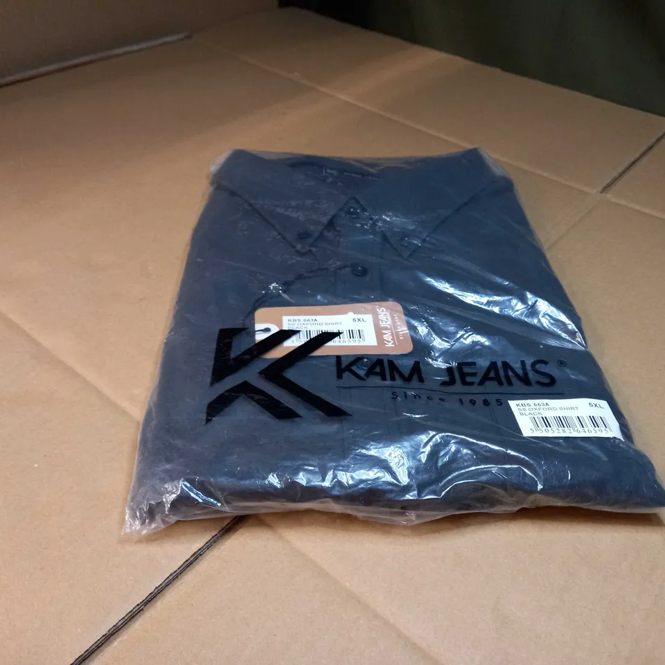 PACKAGED KAM JEANS BLACK OXFORD SHIRT - 5XL