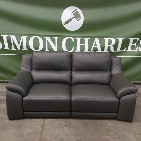 QUALITY DESIGNER ITALIAN MADE DEGANO 3 SEATER, 2 ELECTRIC MECHANISM RECLINER SOFA IN SLATE GREY LEATHER