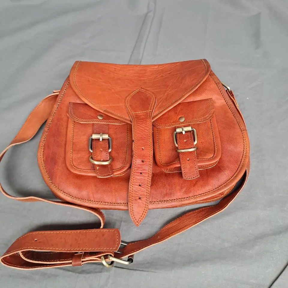 FIRU HANDMADE LEATHER SATCHEL BAG IN RUST BROWN ONE SIZE