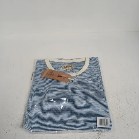 &SONS STRIPED T-SHIRT β BLUE & WHITE MEDIUM