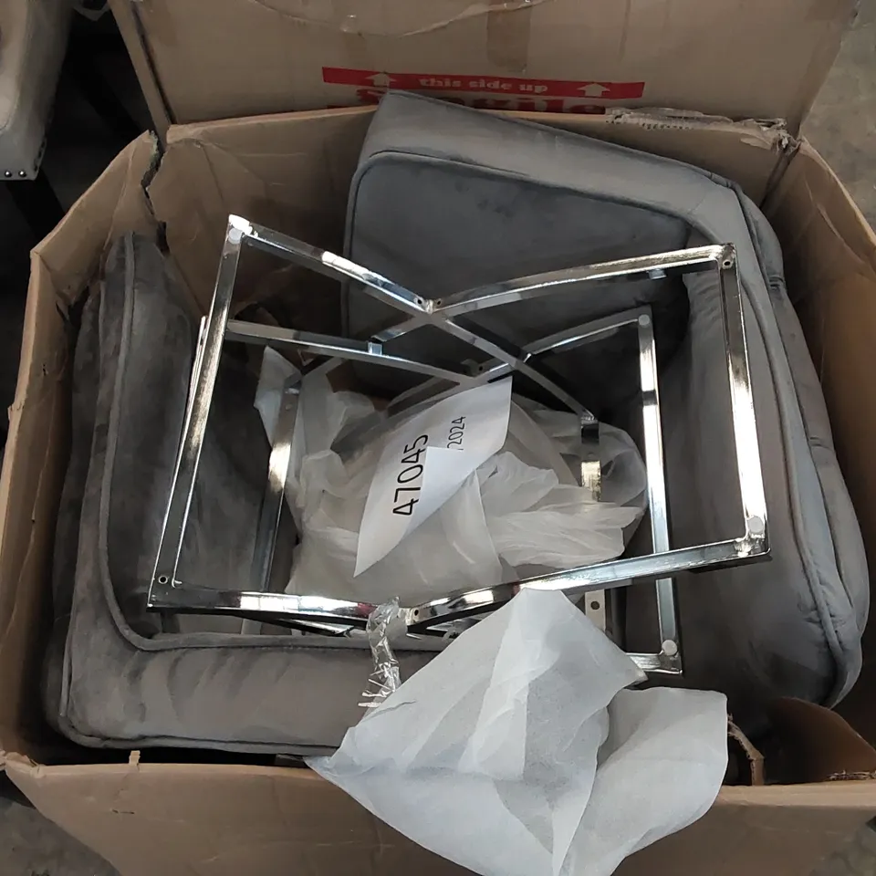 BOXED ROCCO GREY VELVET DINING CHAIRS - SET OF 2 (1 BOX)