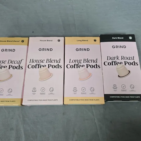 LOT OF 15 ASSORTED 10-POD PACKS OF GRIND COFFEE PODS - VARIOUS FLAVOURS