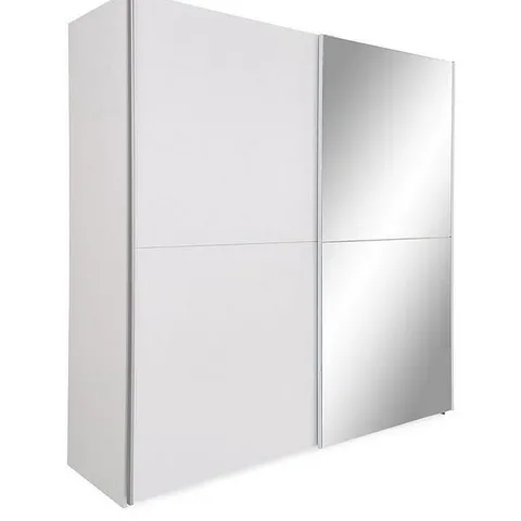 BOXED NICO 190cm  SLIDING GLOSS MIRRORED WARDROBE - WHITE (5 BOXES)