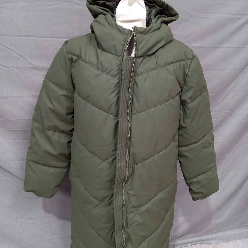 JDY PADDED KHAKI WATER REPELLENT PUFFER JACKET WITH HOOD - SMALL