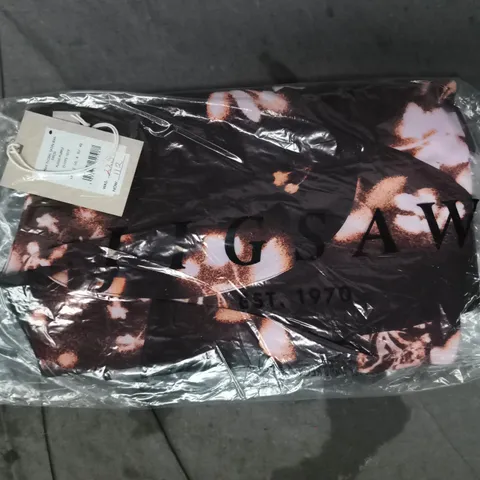 BAGGED JIGSAW SPRAY FLORAL SATIN BIAS DRESS SIZE UK 12