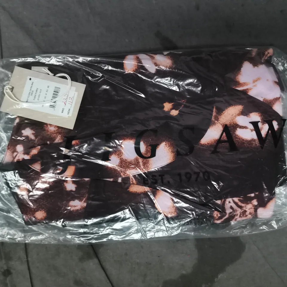 BAGGED JIGSAW SPRAY FLORAL SATIN BIAS DRESS SIZE UK 12