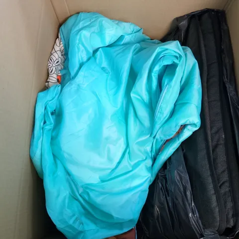 BOX CONTAINING 3 LARGE ITEMS INCLUDING CHAIR CUSHION, CAT LITTER,  ETC.  