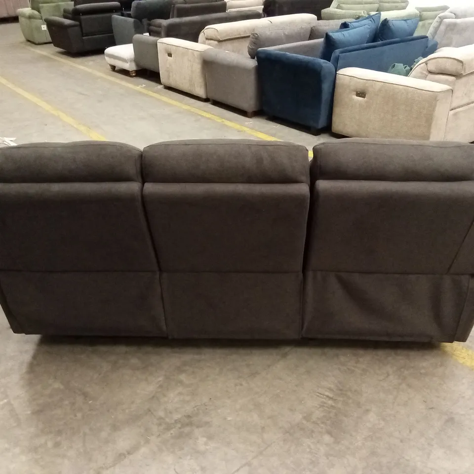 ALBION FABRIC 3 SEATER HIGH BACK MANUAL RECLINER SOFA - CHARCOAL RRP £749