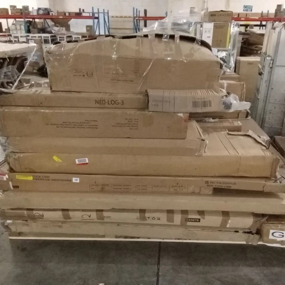 PALLET OF ASSORTED INCOMPLETE FURNITURE PARTS AND PIECES 