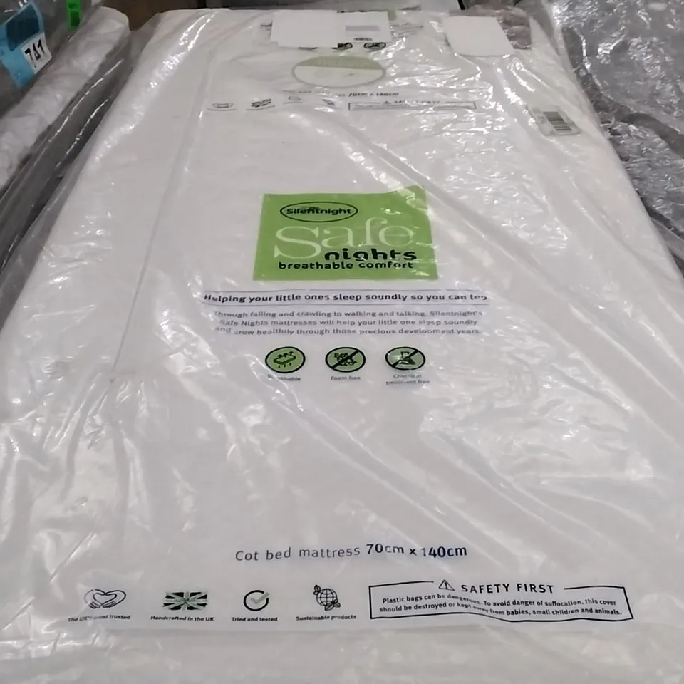 QUALITY BAGGED SILENTNIGHT SAFE NIGHTS ESSENTIALS COT BED MATTRESS 70 X 140CM