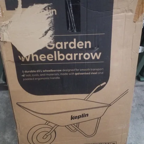 BOXED KEPLIN 65L GARDEN WHEELBARROW 