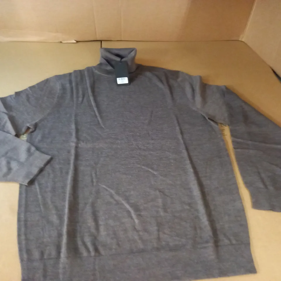 MOSS 70% MERINO ROLL NECK JUMPER IN TAUPE - M