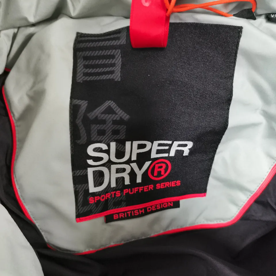 SUPERDRY MICROFIBRE LONGLINE PUFFER JACKET – GREY, UK 10