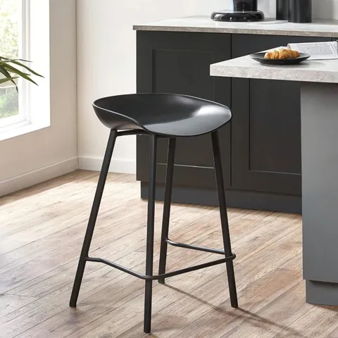 BOXED SET OF 2 RENZO BAR STOOLS - BLACK