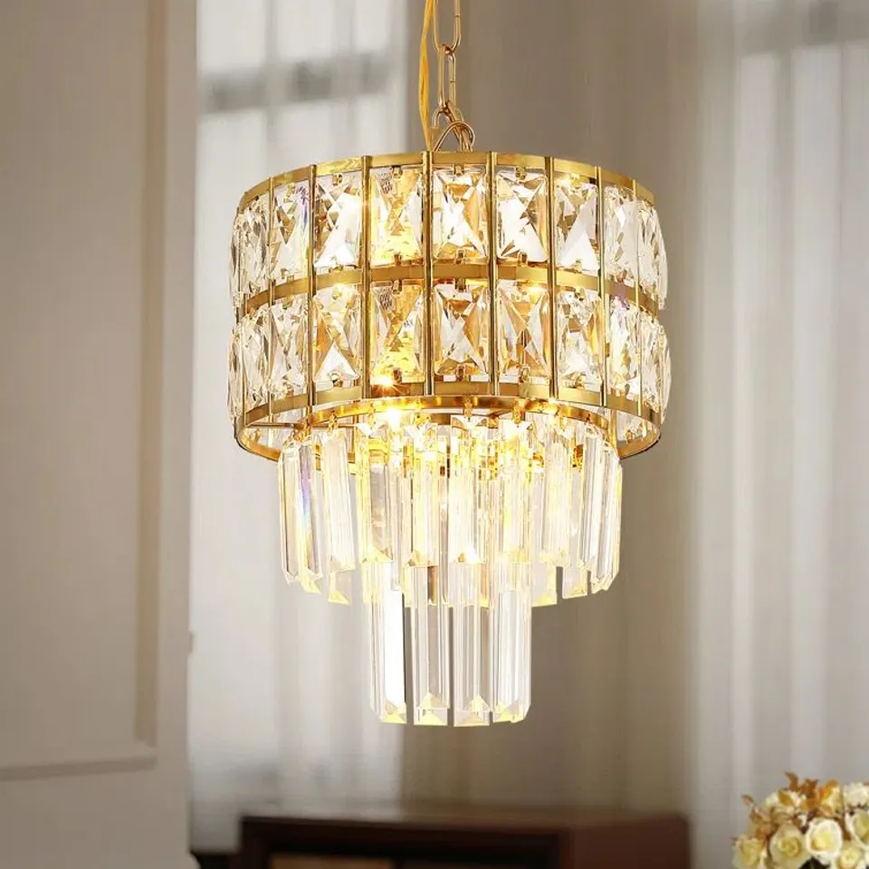 BOXED ANDIMA 3-LIGHT CRYSTAL CHANDELIER (1 BOX)