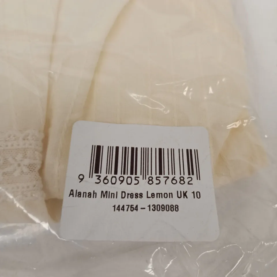 PRINCESS POLLY ALANAH MINI DRESS LEMON – UK 10