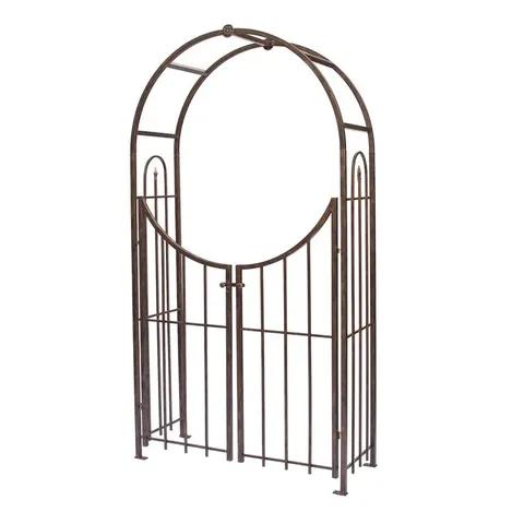 BOXED 17.27CM W × 17.2CM D STEEL GARDEN ARBOR WITH GATE