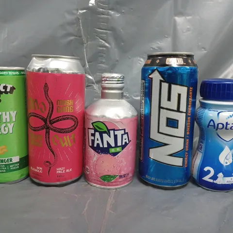 APPROXIMATELY 20 ASSORTED FOOD AND DRINK ITEMS TO INCLUDE FANTA, NOS ENERGY DRINK, APTAMIL, ETC - COLLECTION ONLY