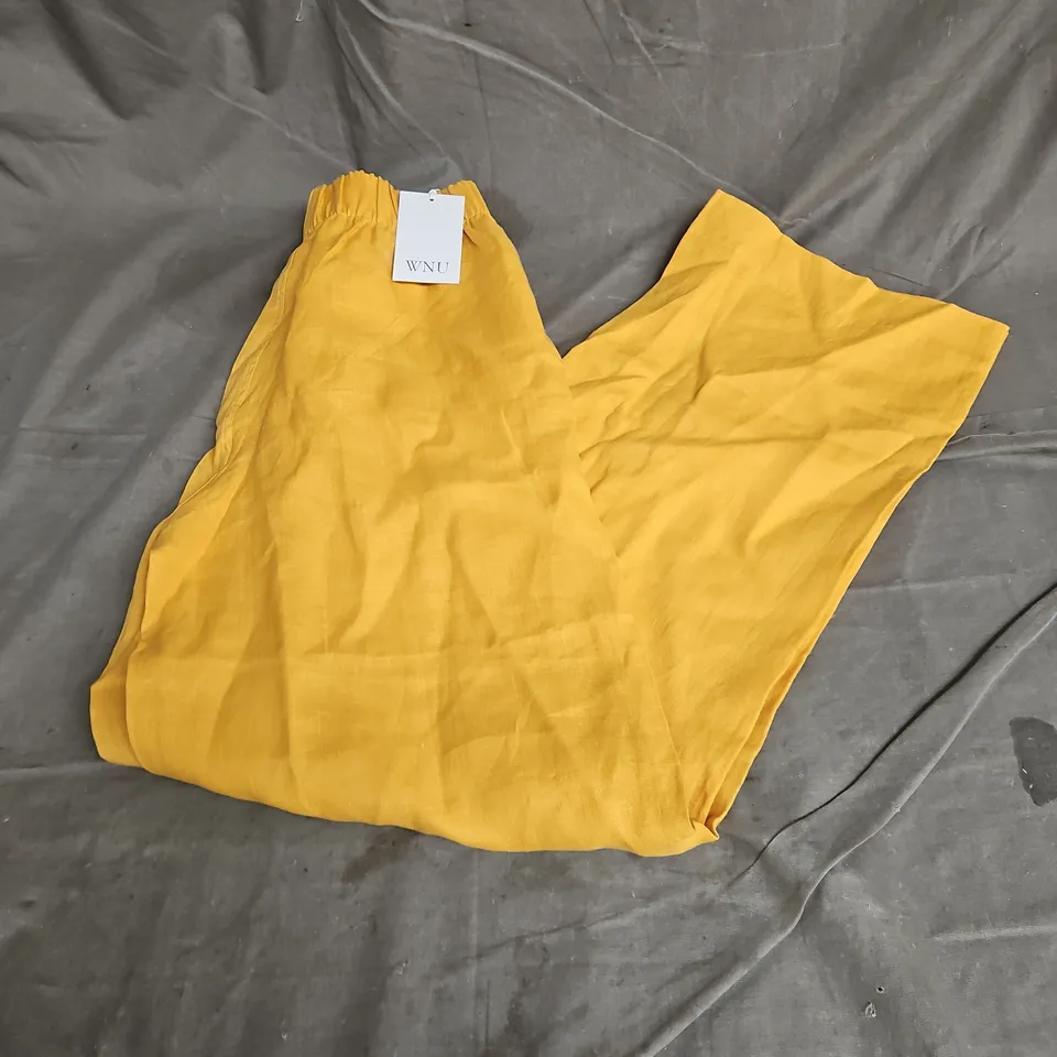 WNU THE PALAZZO LINEN TROUSERS IN MUSTARD SIZE 12