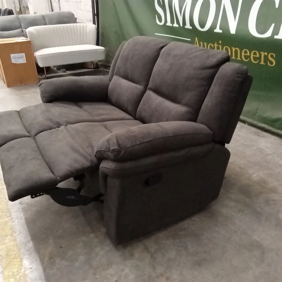 ALBION FABRIC 2 SEATER HIGH BACK MANUAL RECLINER SOFA - CHARCOAL RRP £579