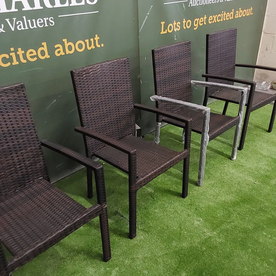 SET OF 4 CHOCOLATE MIX RATTAN CHAIRS 