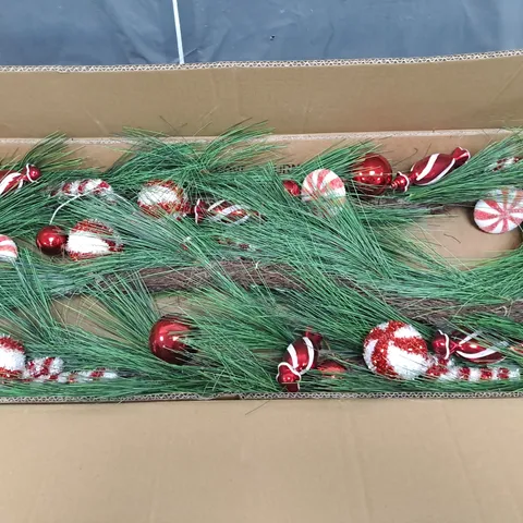 CANDY CANE 9FT CHRISTMAS GARLAND - COLLECTION ONLY 