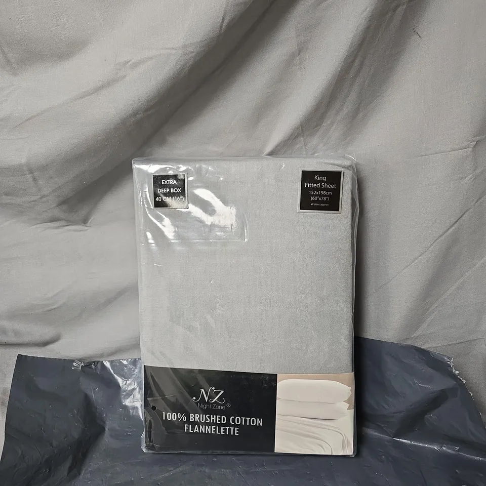 NZ NIGHT ZONE KING SIZE FITTED SHEET – 100% BRUSHED COTTON FLANNELETTE, BOXED