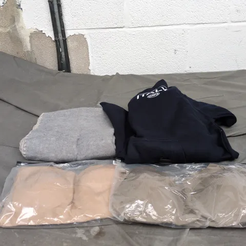 BOX OF APPROXIMATELY 16 ASSORTED CLOTHING ITEMS TO INCLUDE BRAS, ITALY RUGBY HOODIE, SCARF ETC