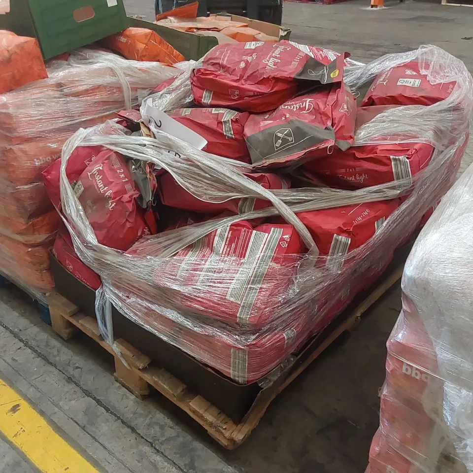 PALLET CONTAINING A LARGE QUANTITY OF CHARCOAL BRIQUETTE BAGS 