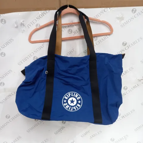 KIPLING BAG IN DEEP SKY BLUE WITH BLACK AND TAN ACCENTS 100% POLYESTER