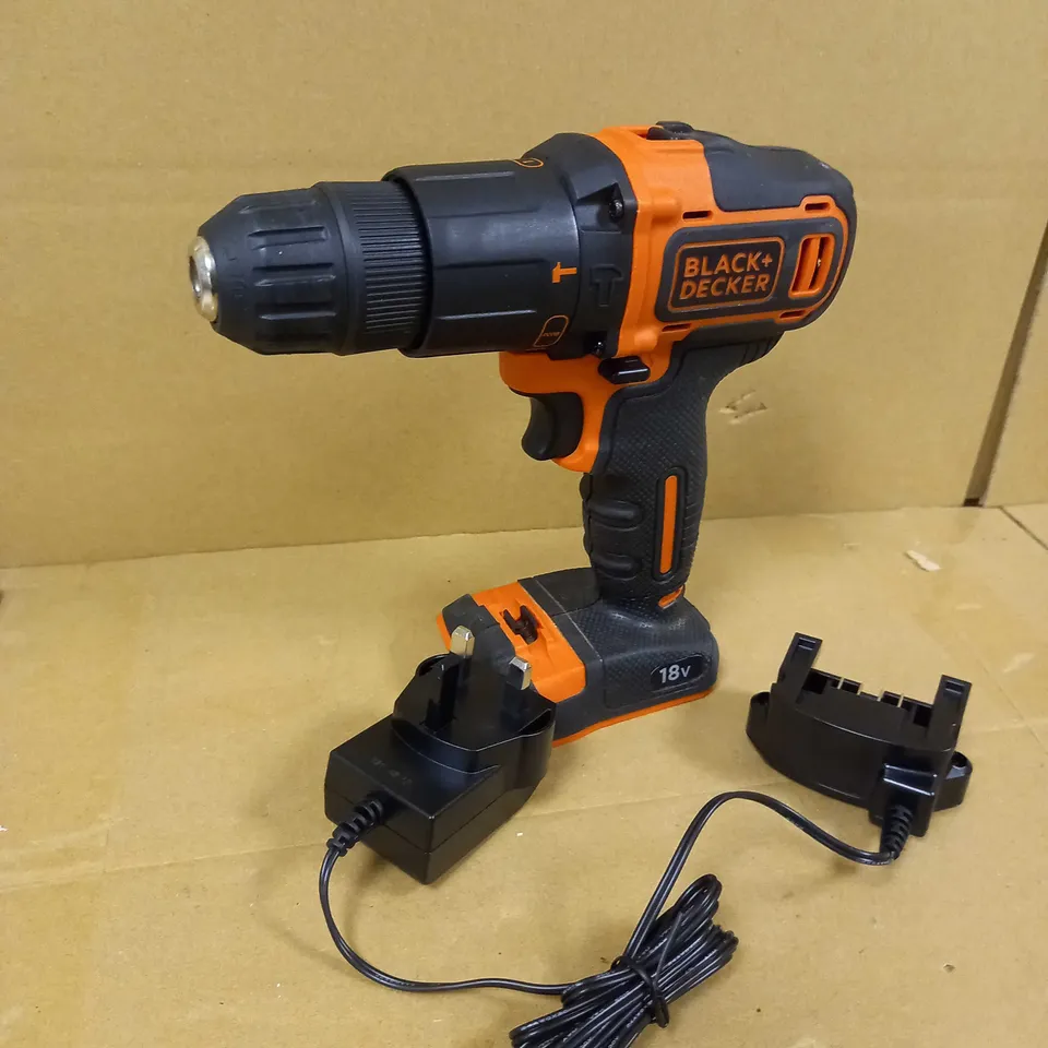 BLACK+DECKER 18 V CORDLESS 2-GEAR COMBI HAMMER DRILL POWER TOOL 