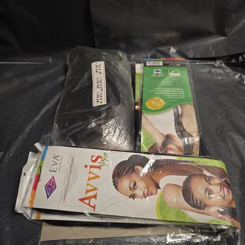 APPROXIMATELY 5 ASSORTED COSMETICS ITEMS TO INCLUDE WIGS , HAIR STRAIGHTENER , ETC  