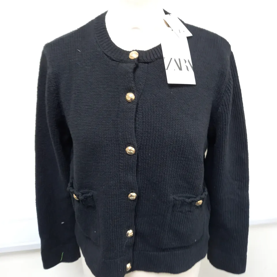 ZARA BLACK BUTTON THROUGH CARDIGAN - M