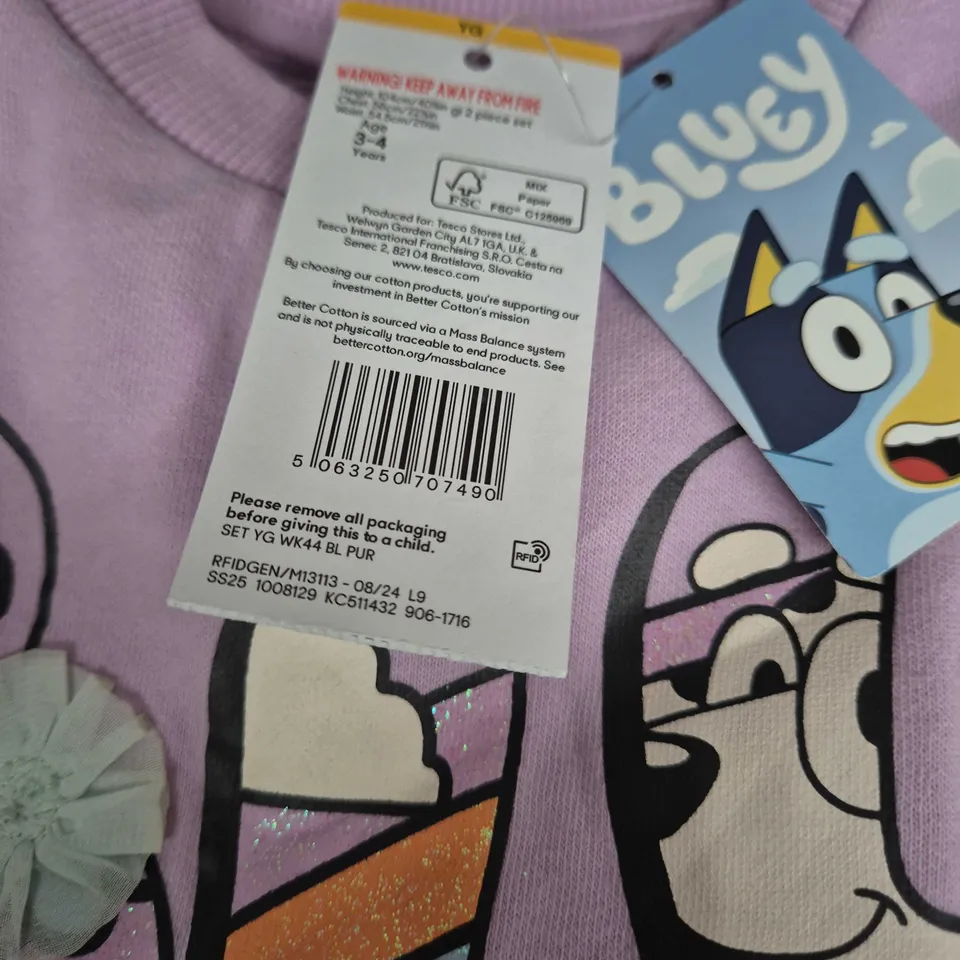 Bluey Kids Purple 2-Piece Tracksuit Set – Hoodie & Joggers