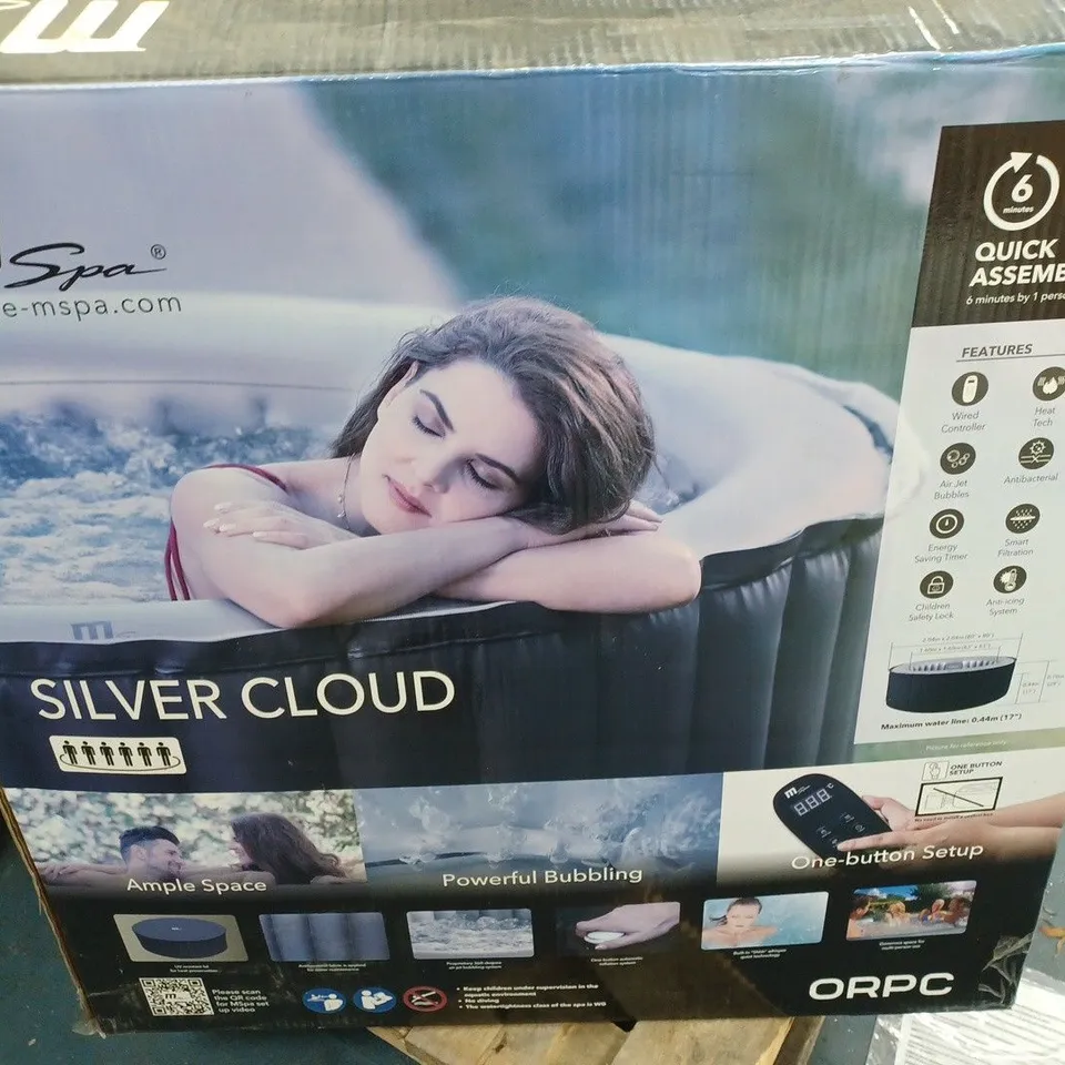 BOXED MSPA 6 SEATER SILVER CLOUD PORTABLE INFLATABLE HOT TUB