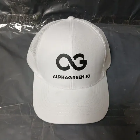 APPROXIMATELY 10 ALPHAGREEN.IO CAP – WHITE MESH-BACK BASEBALL HAT
