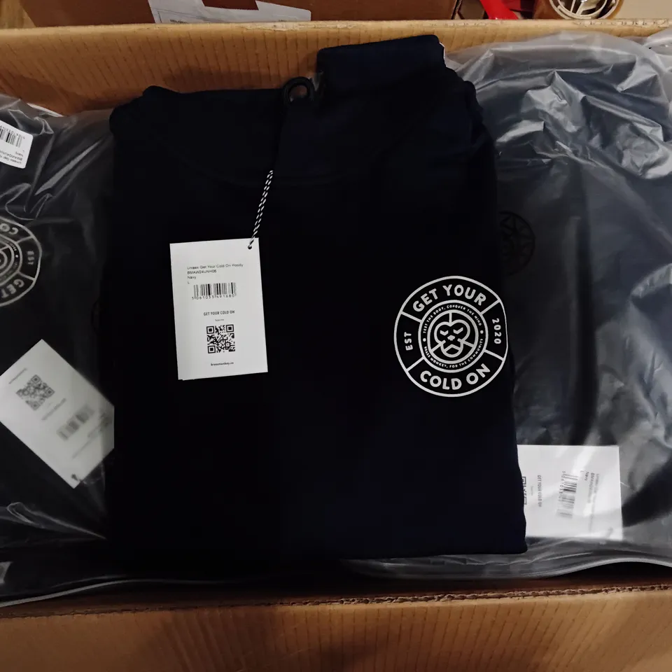 BRAND NEW BRASS MONKEY UNISEX HOODIES - APPROXIMATELY 14X // NAVY // BMAW24UNH06 // SIZE: L