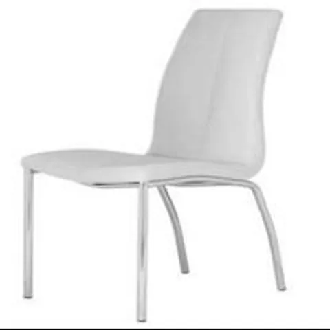 EIGHT FAUX LEATHER WHITE DINING CHAIRS