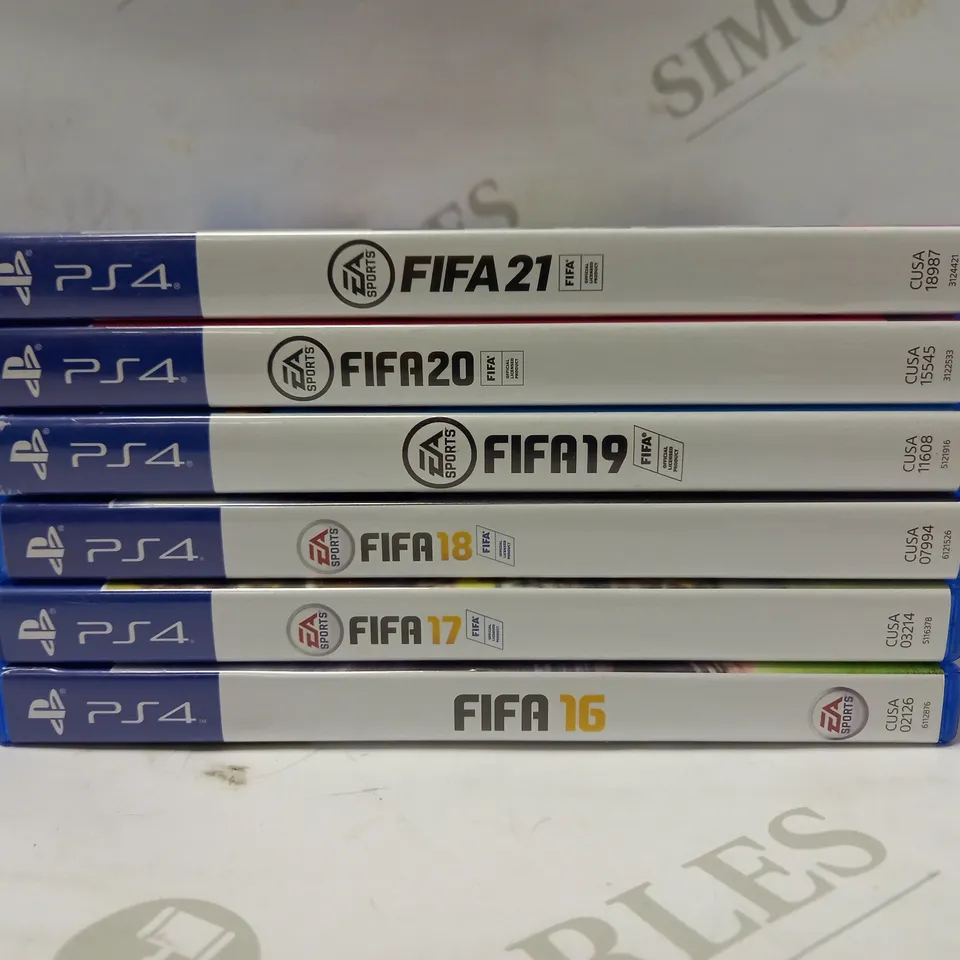 LOT OF 6 ASSORTED PS4 FIFA GAMES FROM FIFA 16' TO FIFA 21'