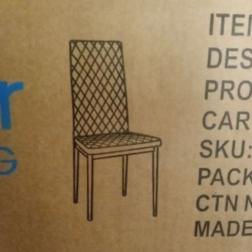 BOXED SET OF 2 EMILY DIAMOND HIGH BACK DINING CHAIRS - YELLOW (1 BOX)