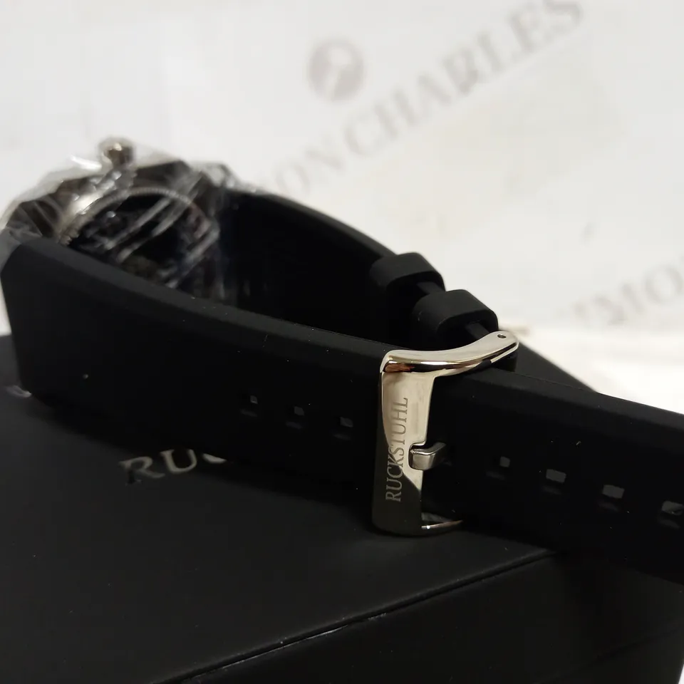 RUCKSTUHL OCTAGONAL FACE RUBBER STRAP WATCH RRP £540